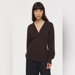 Aligne Dark Chocolate Brown V-Neck Cardigan